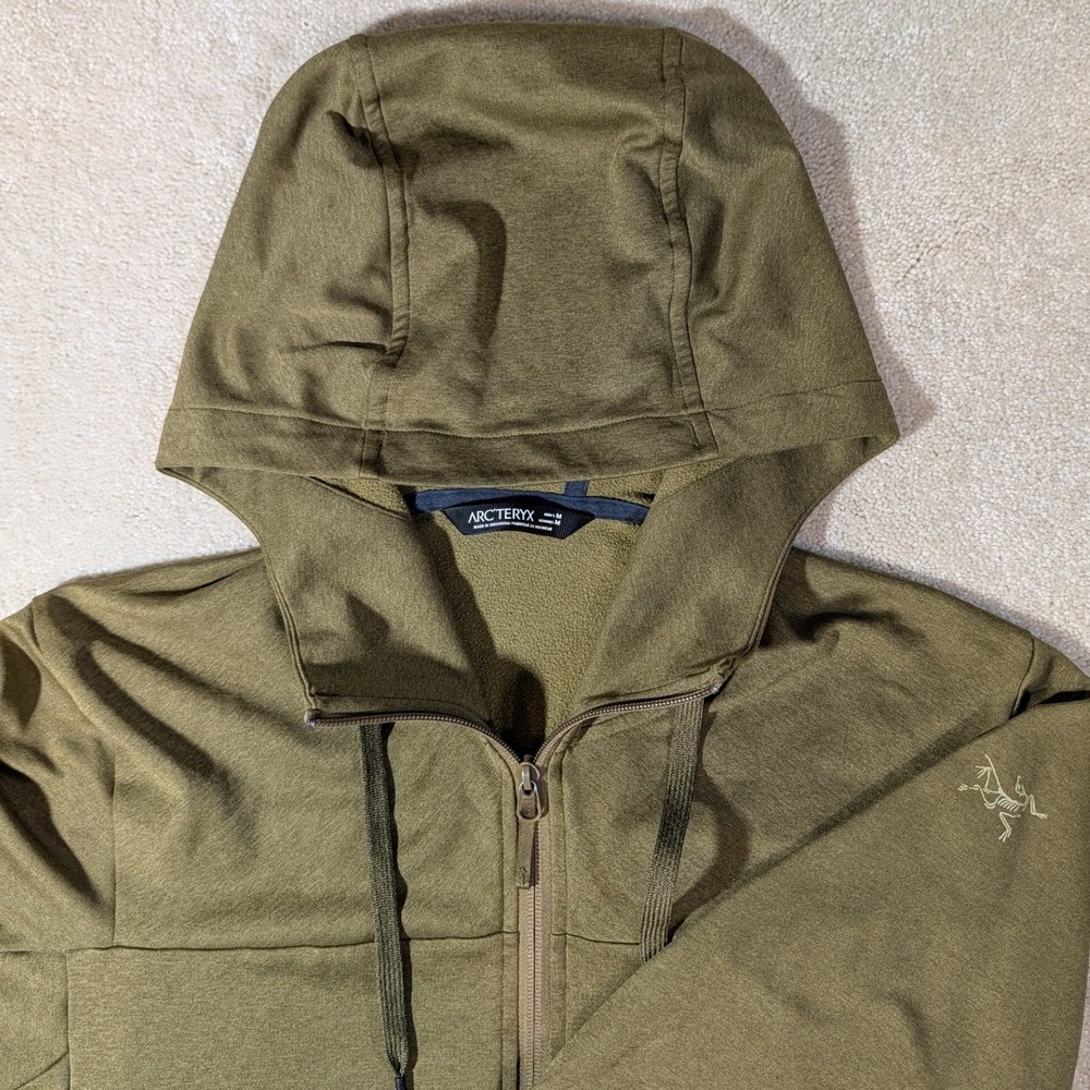 Arcteryx Mens Slocan Hoody Medium Full Zip Hoodie Olive Green Jacket 118255